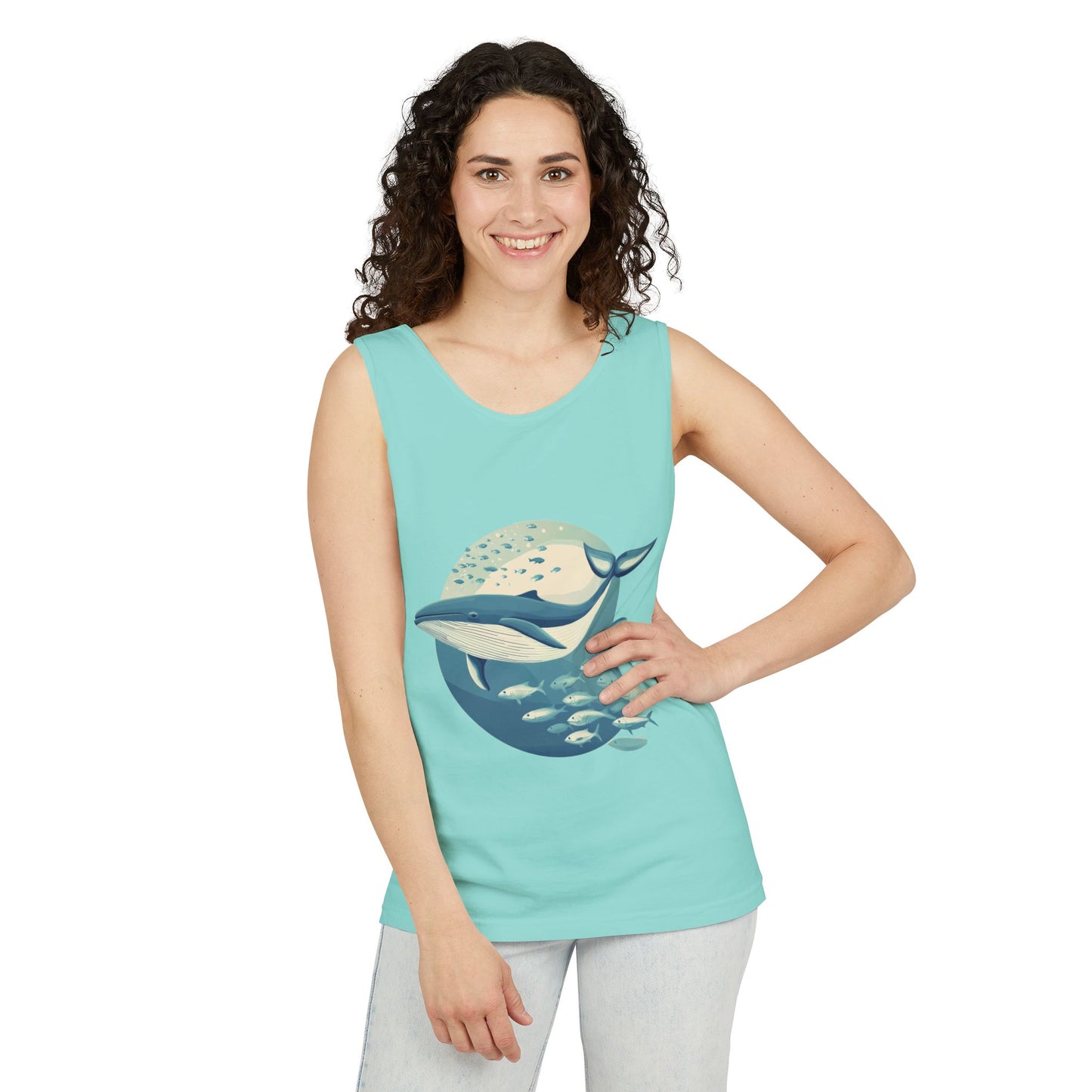 Ocean-Inspired Unisex Tank Top, Whale Design Shirt, Summer Casual Wear, Beach Vibes Gift, Eco-Friendly Fashion