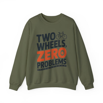 Men's Heavy Blend™ Crewneck Sweatshirt, Two Wheels Zero Problems Mens Casual Biker Sweatshirt, Gift for Cyclists