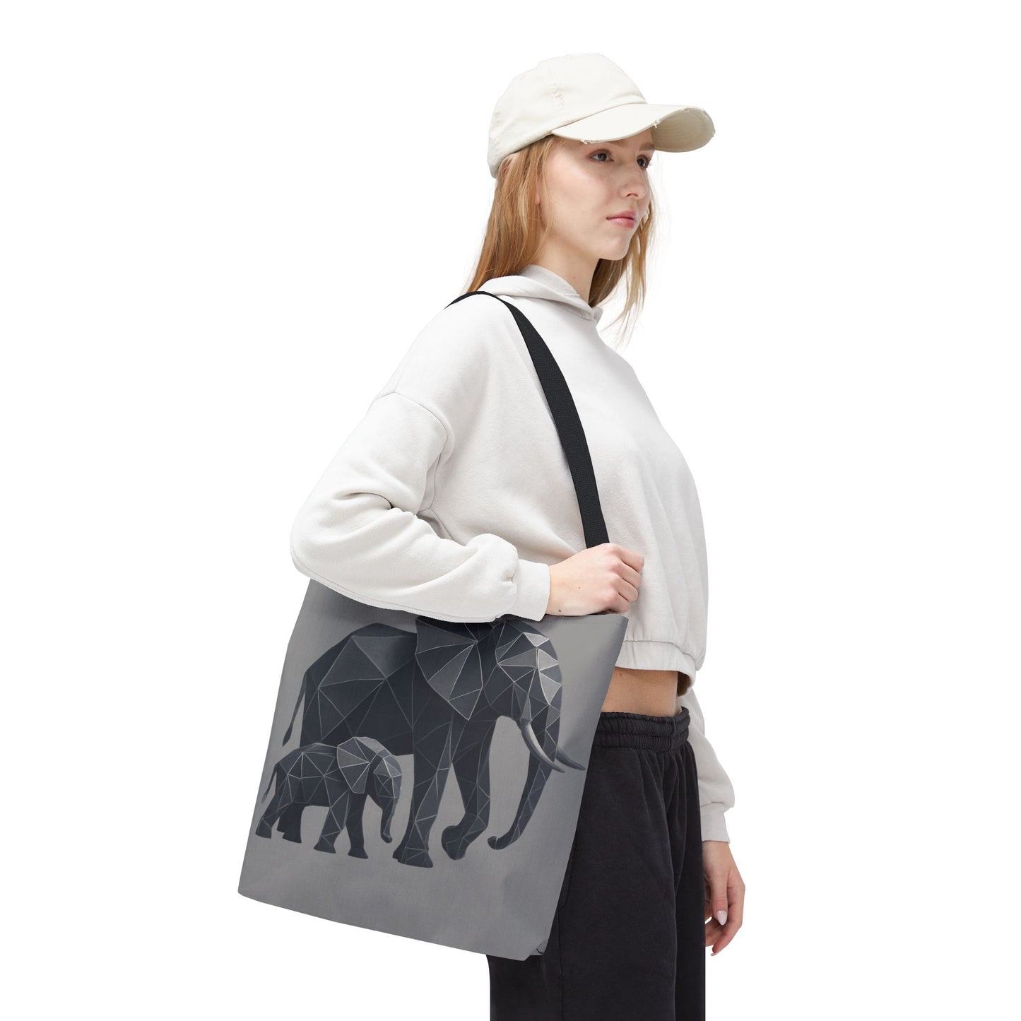 Elephant Geometric Tote Bag, Stylish Sustainable Bag, Boho Accessories, Animal Lover Gift, Canvas Shopping Bag, Beach Tote