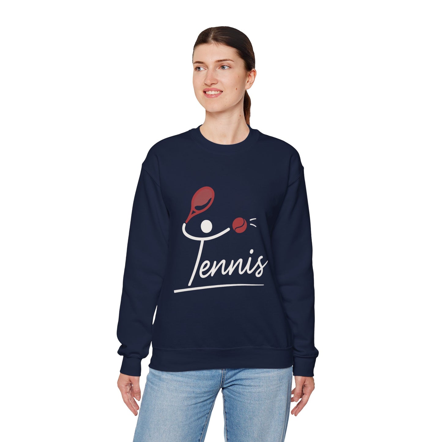 Womens Heavy Blend™ Crewneck Sweatshirt, Womens Tennis Sweatshirt, Cute Sports Graphic Pullover, Workout Gym Activewear Top