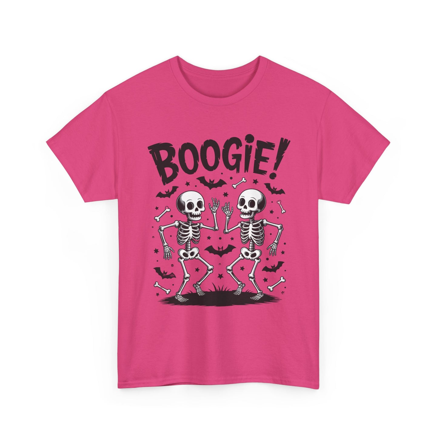 Halloween Dancing Skeletons Women's T-Shirt, BOOGIE! Funny Spooky Graphic Tee for Women, Women's Heavy Cotton Tee