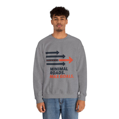 Mens Heavy Blend™ Crewneck Sweatshirt, Minimal Roads Max Goals Motivational Mens Sweatshirt
