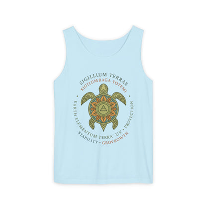 Earth Totem Turtle Womens Tank, Sigillum Terrae Symbol, Elemental Growth Tee, Nature-Inspired Tank Top with Protective Symbol, , Beachwear