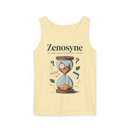 Zenosyne Tank Top, Unisex Garment-Dyed Tee, Time Awareness Gift, Casual Summer Wear, Philosophy Shirt, Unique Everyday Apparel