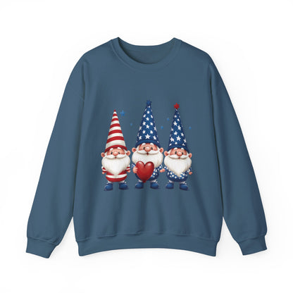 Patriotic Gnome Sweatshirt, Cozy Casual Wear for Independence Day, Gift for Gnome Lovers, 4th of July Apparel, All-Year Comfort