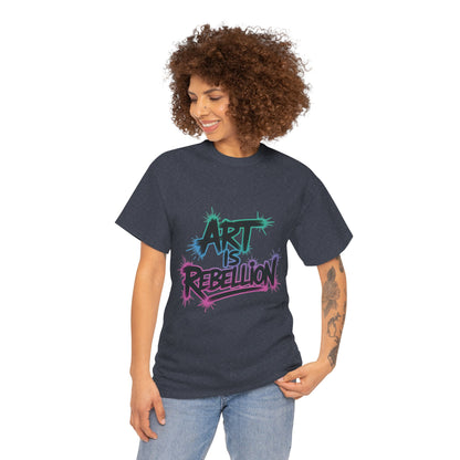 Art Is Rebellion Women's Graphic T-Shirt, Graffiti Street Art Tee, Bold Rebel Statement Top