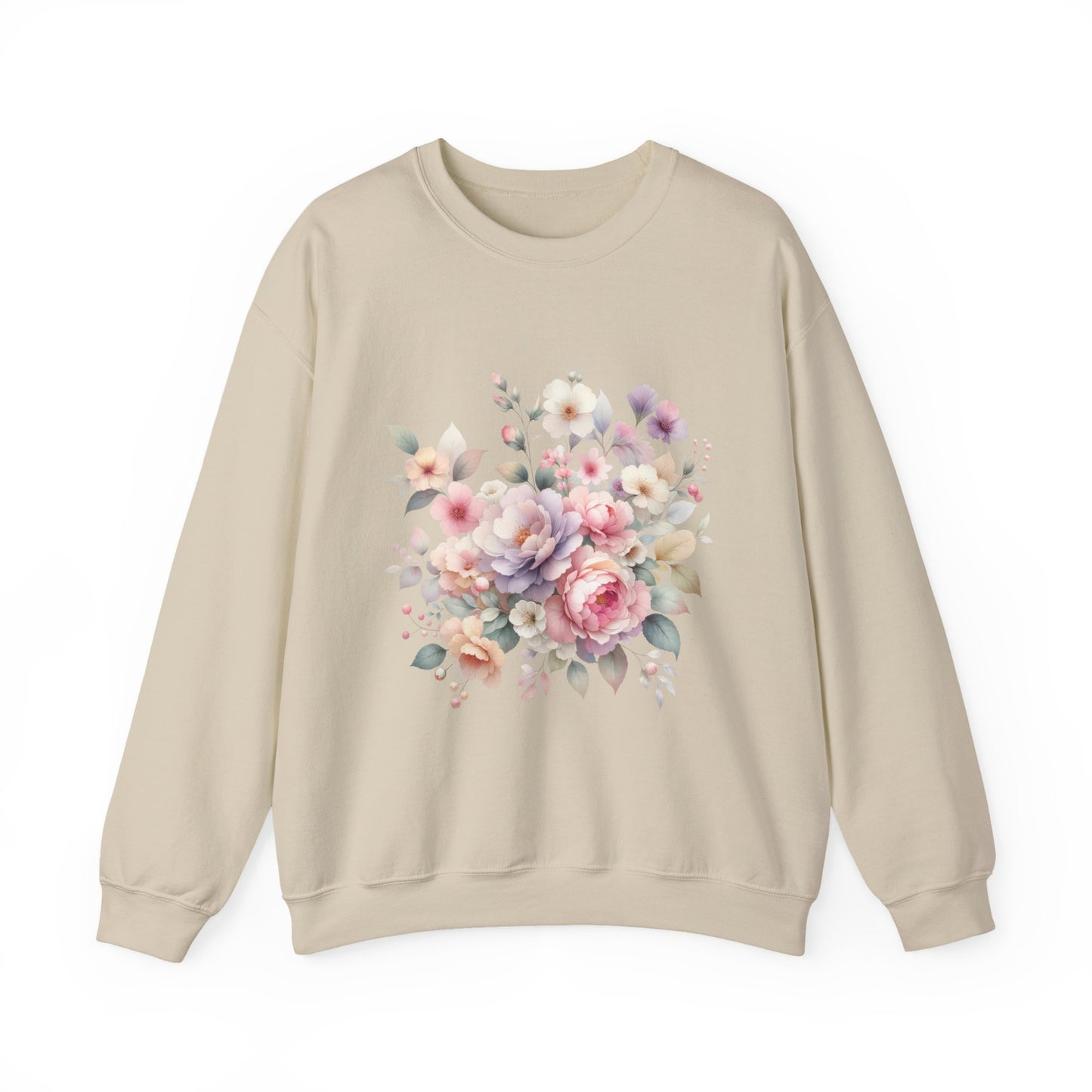 Floral Crewneck Sweatshirt, Cozy Floral Sweatshirt for Spring, Gift for Her, Women's Floral Top, Pastel Floral Sweatshirt