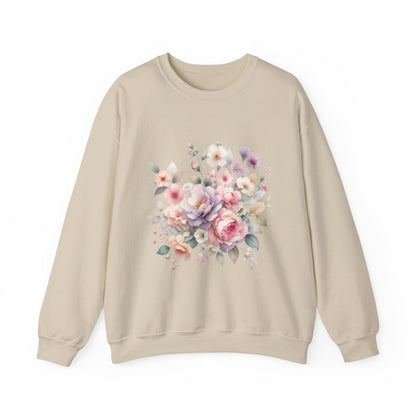 Floral Crewneck Sweatshirt, Cozy Floral Sweatshirt for Spring, Gift for Her, Women's Floral Top, Pastel Floral Sweatshirt
