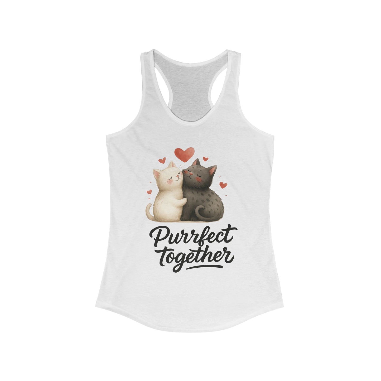 Purrfect Together Cat Lovers Tank, Women's Racerback, Cute Pet Shirt, Gift for Cat Owners, Birthday, Adoption Day, Valentine's Day