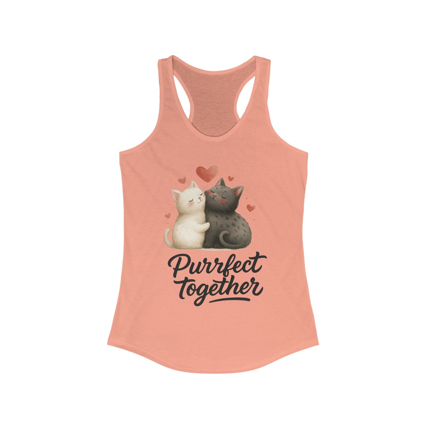 Purrfect Together Cat Lovers Tank, Women's Racerback, Cute Pet Shirt, Gift for Cat Owners, Birthday, Adoption Day, Valentine's Day