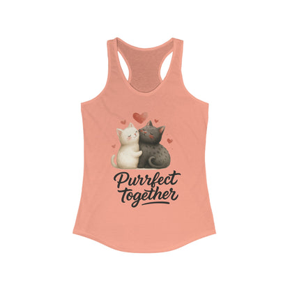 Purrfect Together Cat Lovers Tank, Women's Racerback, Cute Pet Shirt, Gift for Cat Owners, Birthday, Adoption Day, Valentine's Day