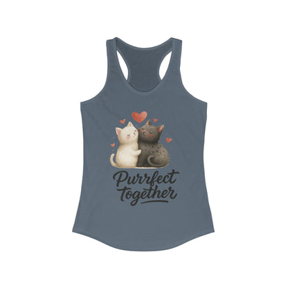 Purrfect Together Cat Lovers Tank, Women's Racerback, Cute Pet Shirt, Gift for Cat Owners, Birthday, Adoption Day, Valentine's Day