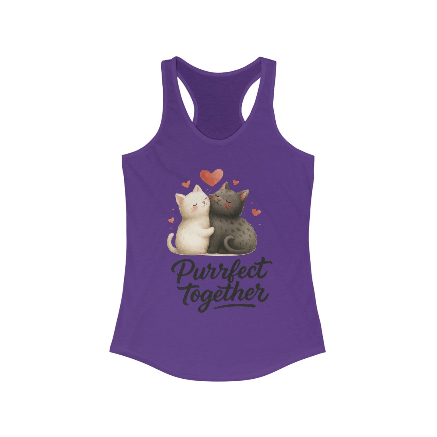 Purrfect Together Cat Lovers Tank, Women's Racerback, Cute Pet Shirt, Gift for Cat Owners, Birthday, Adoption Day, Valentine's Day