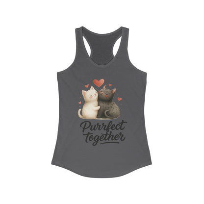 Purrfect Together Cat Lovers Tank, Women's Racerback, Cute Pet Shirt, Gift for Cat Owners, Birthday, Adoption Day, Valentine's Day