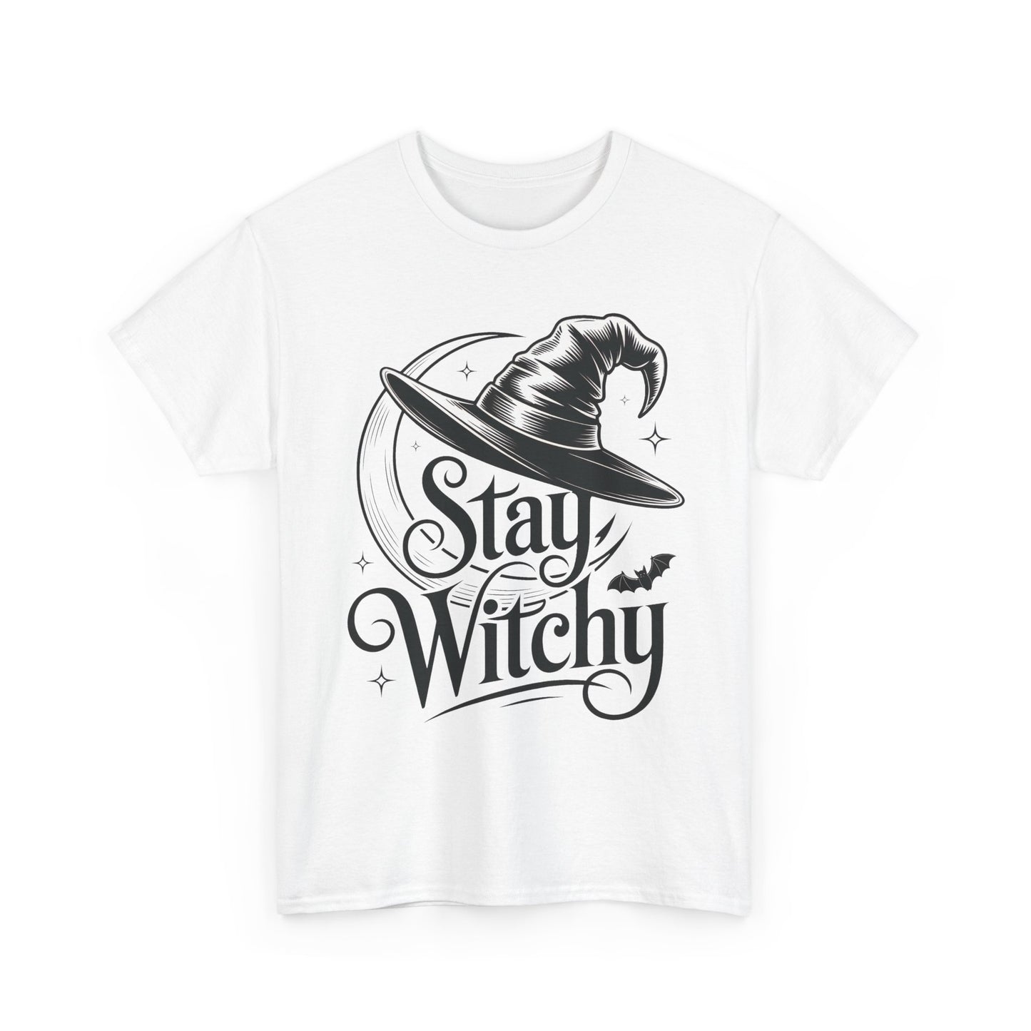 Stay Witchy Gothic Moon Witch Hat Women's T-Shirt, Minimalist Halloween Witchy Graphic Tee