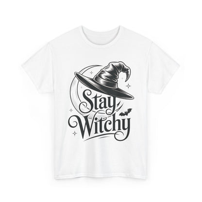 Stay Witchy Gothic Moon Witch Hat Women's T-Shirt, Minimalist Halloween Witchy Graphic Tee