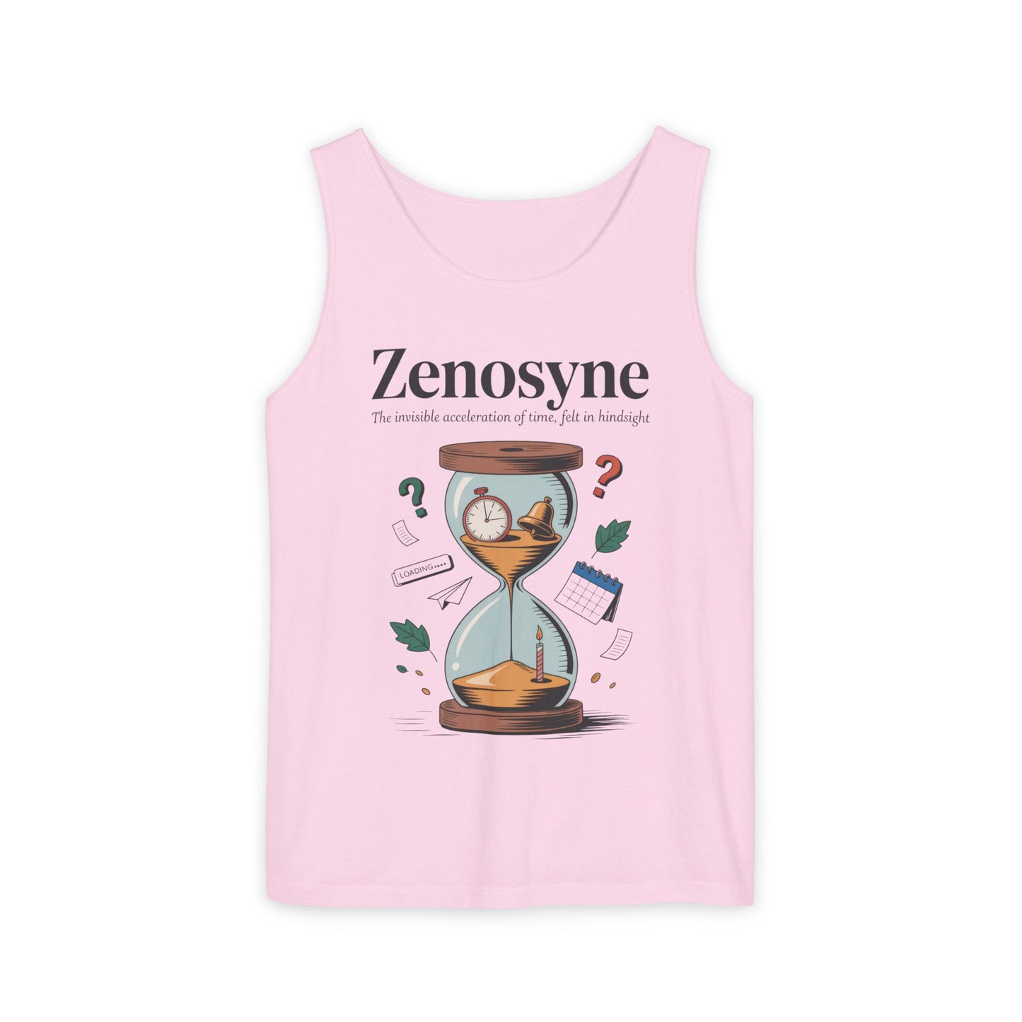 Zenosyne Tank Top, Unisex Garment-Dyed Tee, Time Awareness Gift, Casual Summer Wear, Philosophy Shirt, Unique Everyday Apparel