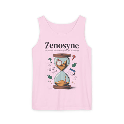 Zenosyne Tank Top, Unisex Garment-Dyed Tee, Time Awareness Gift, Casual Summer Wear, Philosophy Shirt, Unique Everyday Apparel
