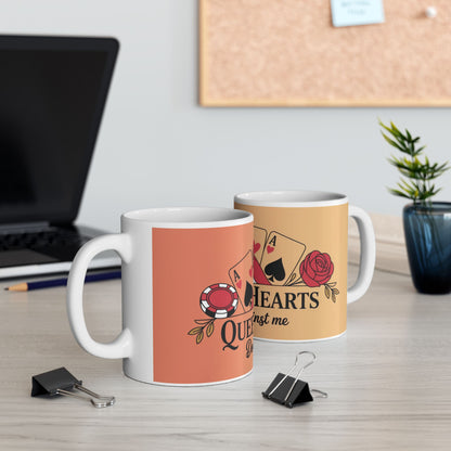 Queen of Hearts Mug, Dont Bet Against Me Quote, Gift for Gamblers, Fantasy Lover, Queen of Hearts Decor
