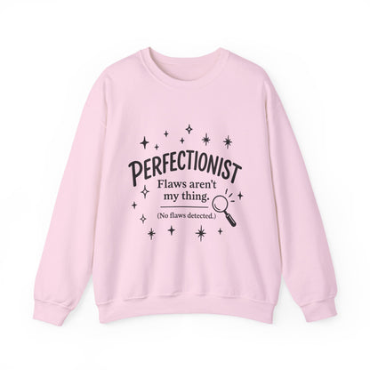 Womens Perfectionist Sweatshirt, Funny Clean Design with Stars, No Flaws Detected Quote Pullover, Minimalist Cozy Gift for Her