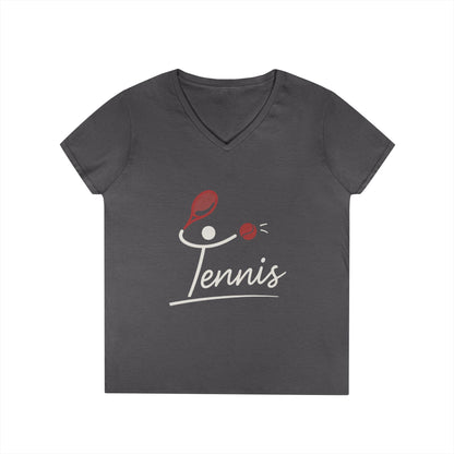 Ladies' V-Neck T-Shirt, Womens Tennis Graphic T-Shirt, Cute Sports Tee, Funny Workout Gym Top for Women