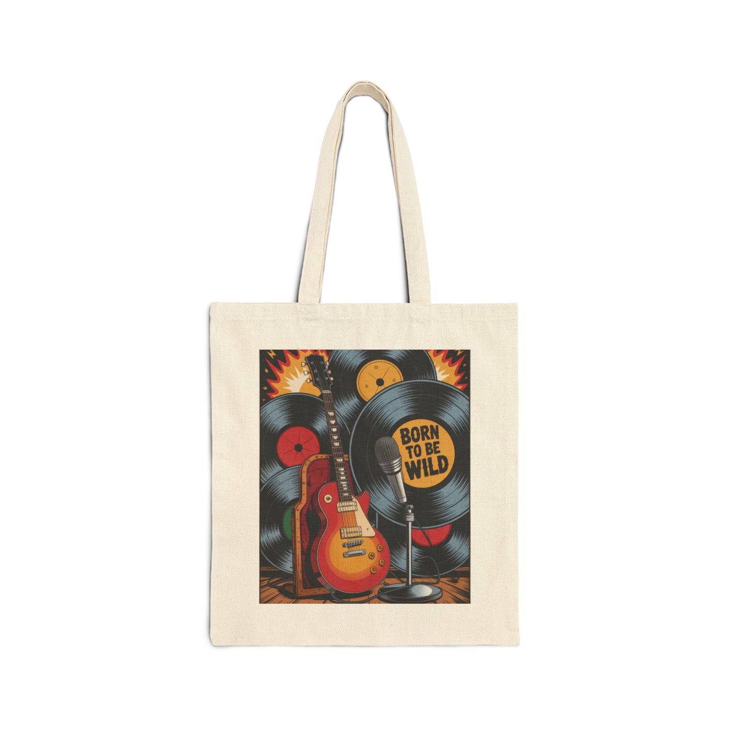 Rockin' Retro Tote Bag, Born to Be Wild, Music Lover's Bag, Festival Tote, Eco-Friendly Shopping Bag, Guitar Design, Gift Idea