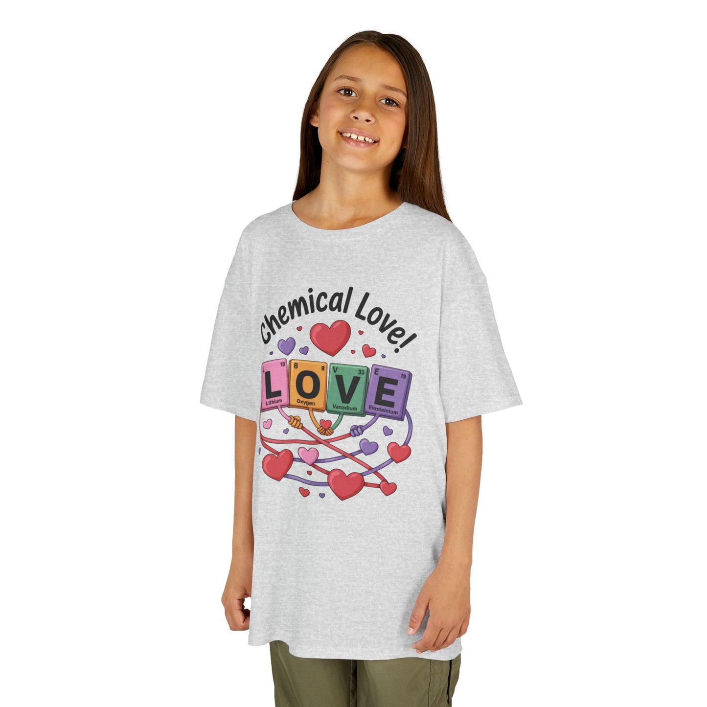 Kids Love Chemistry Girl Tee - Cute Gift for Science Lovers, Valentine's Day, Fun Classroom Wear, Adorable Kids Shirt, Colorful Kids Apparel