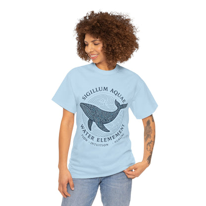 Water Element Whale Tee, Sigillum Aquae Symbol, Flow Intuition Healing, Spiritual Ocean Totem Tee, Nature Energy Shirt, Mindfulness Fashion