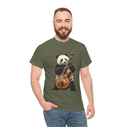 Panda Musician Tee - Cute Animal Graphic Shirt for Music Lovers, Gift for Panda Fans, Unique Concert Outfit, Casual Wear, Cellist Panda