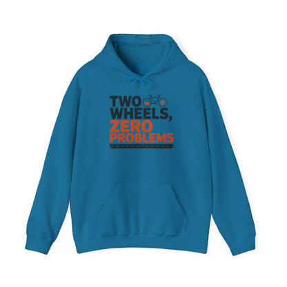 Men's Heavy Blend™ Hooded Sweatshirt, Two Wheels Zero Problems Mens Funny Cycling Hoodie, Cyclist Gift