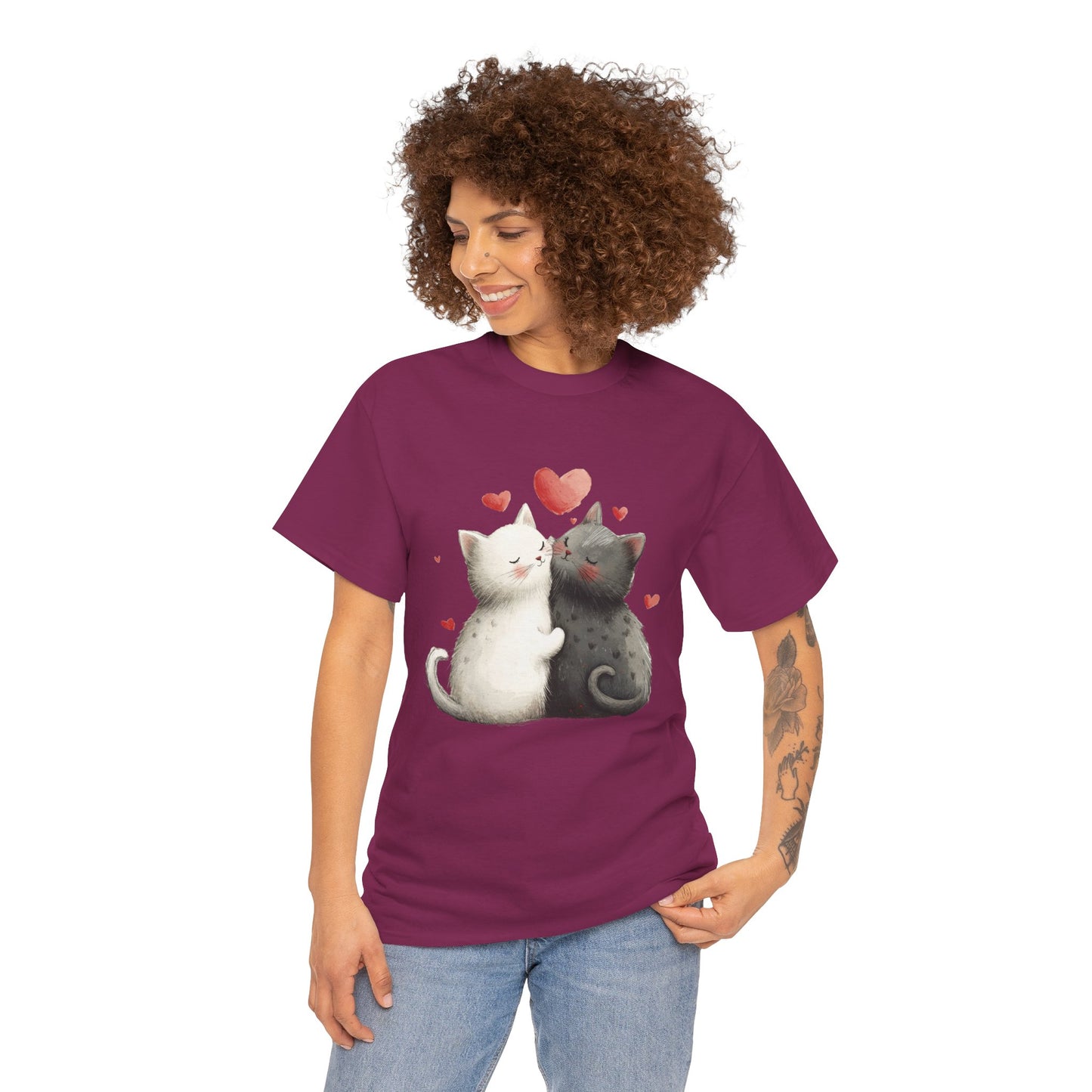 Cute Cat Love T-Shirt, Adorable Feline Couple Tee, Gift for Cat Lovers, Valentine's Day Shirt, Cozy Everyday Wear, Cat Mom T-Shirt