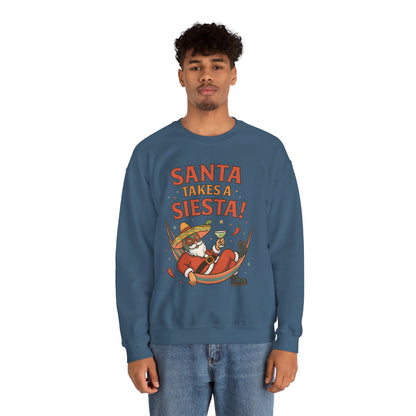 Santa Takes a Siesta Funny Christmas Sweatshirt for Men, Mexican Holiday Jumper