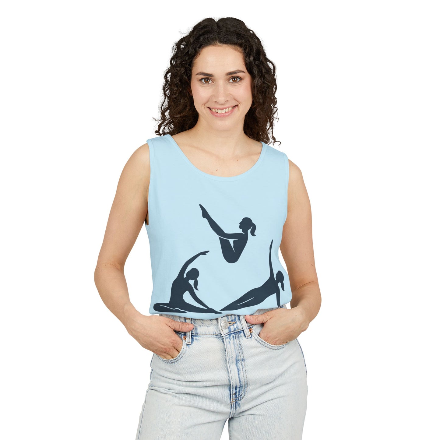 Womens Garment-Dyed Tank Top, Womens Pilates Tank Top, Yoga Fitness Graphic Top, Cute Workout Gym Shirt