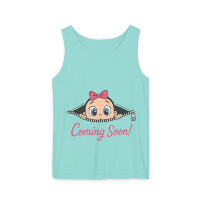 Coming Soon Maternity  Tank Top, Cute Baby Girl Pregnancy Announcement Shirt, Expecting Mom Gift, Gender Reveal Tank, Baby Shower Gift
