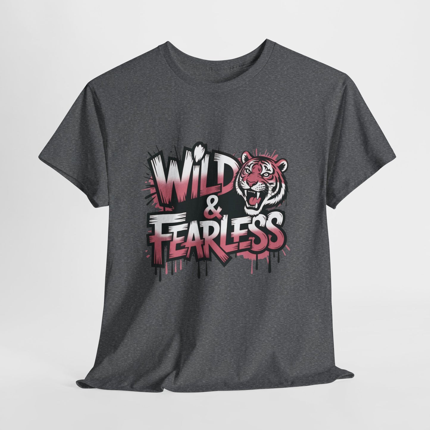 Womens Wild & Fearless T-Shirt, Tiger Graphic Graffiti Tee, Bold Urban Streetwear Top
