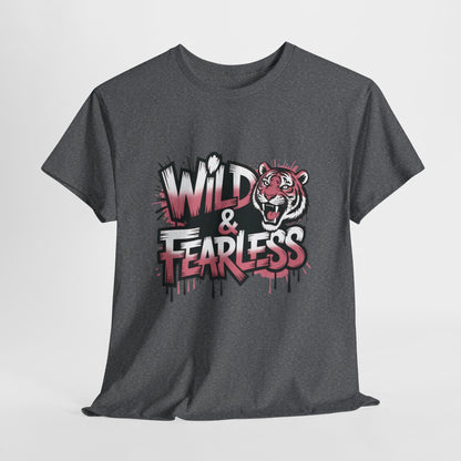 Womens Wild & Fearless T-Shirt, Tiger Graphic Graffiti Tee, Bold Urban Streetwear Top