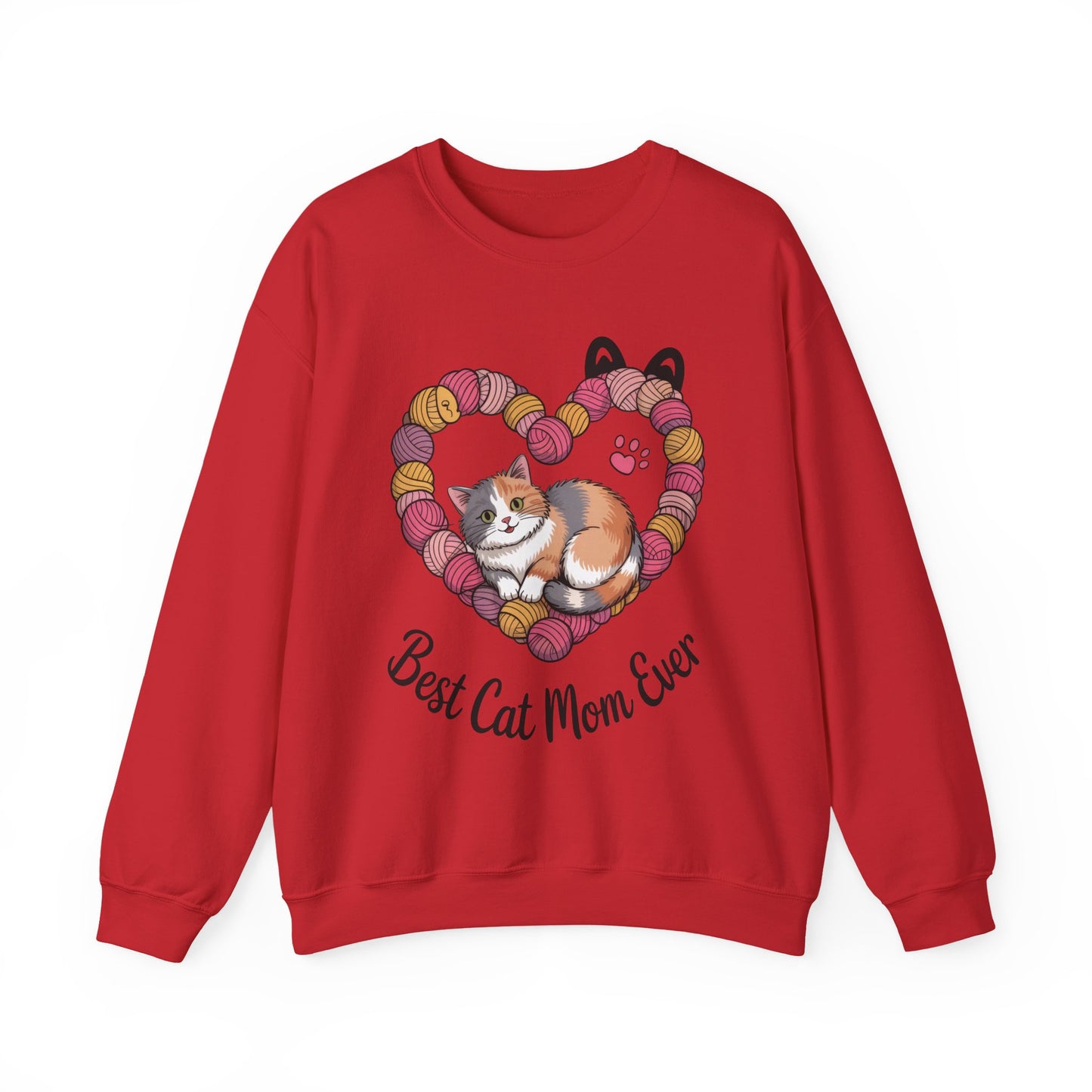 Best Cat Mom Ever Sweatshirt, Cozy Cat Lover Gift, Mother's Day Apparel, Pet Owner Sweatshirt, Cute Gift for Cat Moms, Yarn Themed