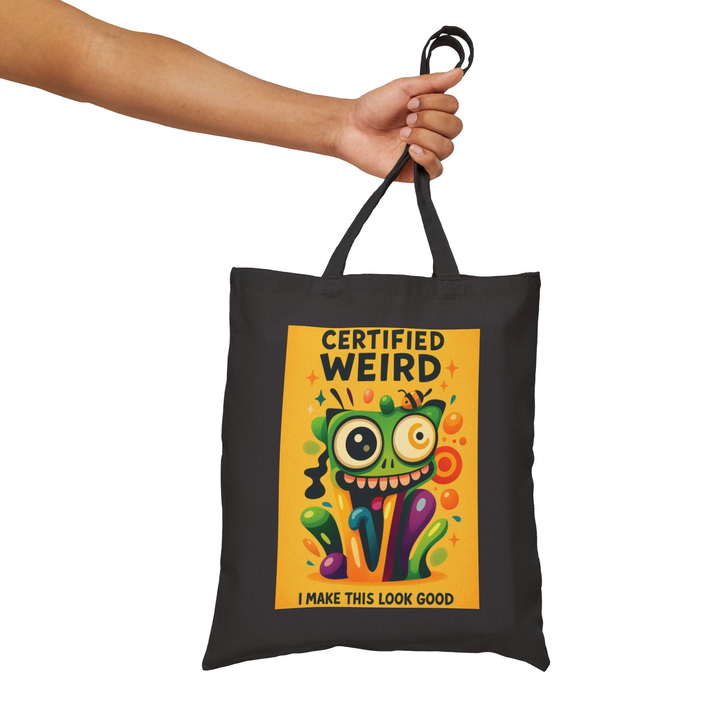 Certified Weird Cotton Canvas Tote Bag, Funny Tote for Shopping, Eco-Friendly Gift, Quirky Bag for Art Lovers, Unique Tote for Everyday Use