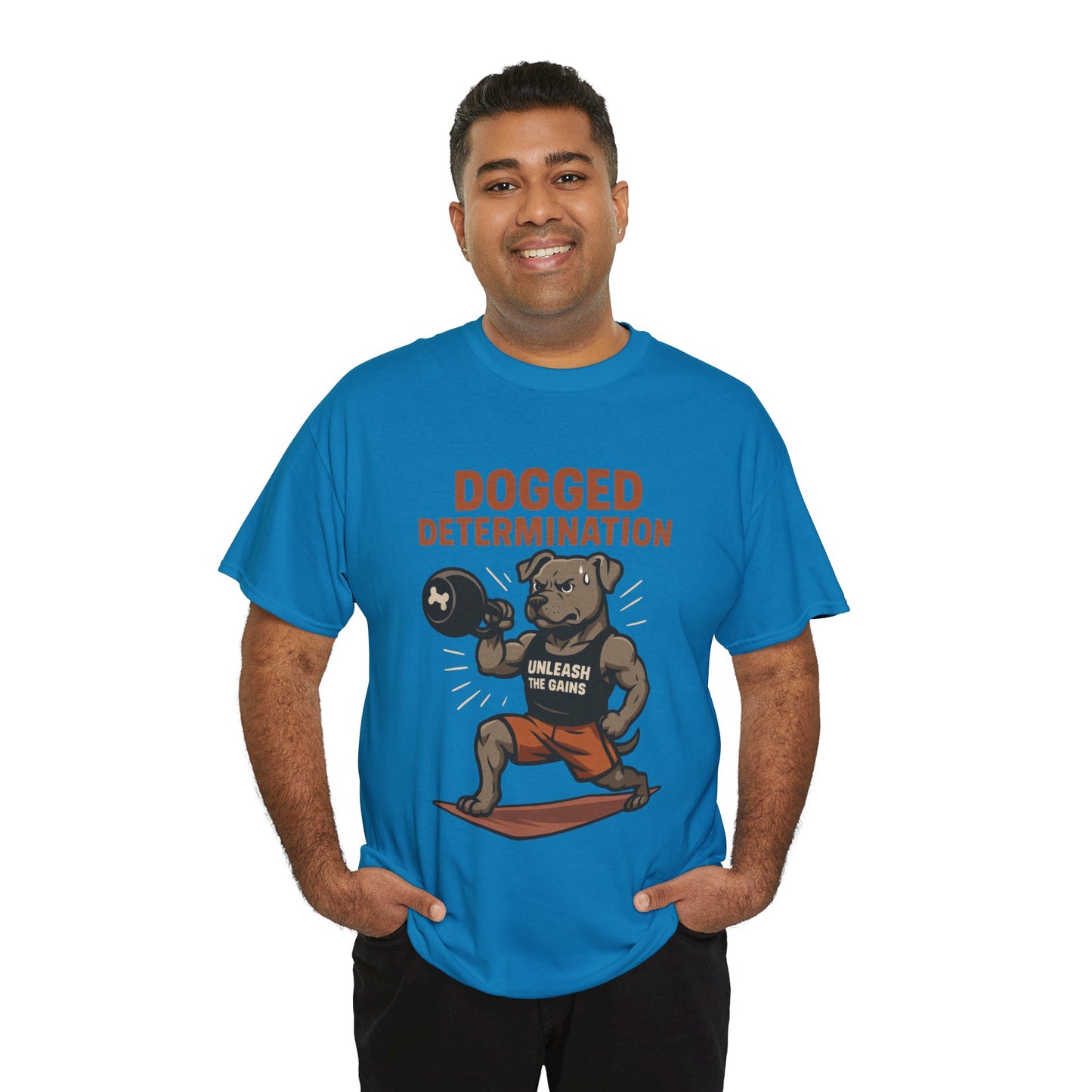 Funny Gym Dog T-Shirt for Men, Workout Bulldog Graphic Tee, Fitness Motivation Shirt, Dog Lover Gift, Dogged Determination Gym Tee