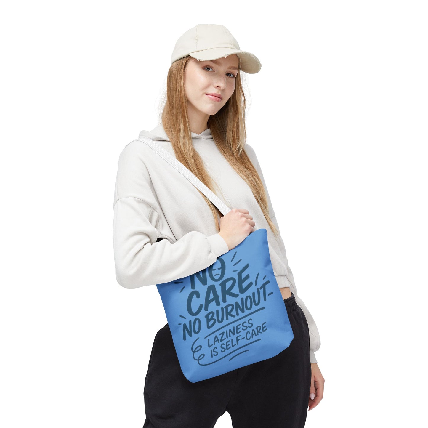 Laziness is Self-Care Funny Quote Bag, Oversized Reusable Canvas Shopping Tote, Sarcastic Self-Care Gift, Weekend Getaway, Everyday Use