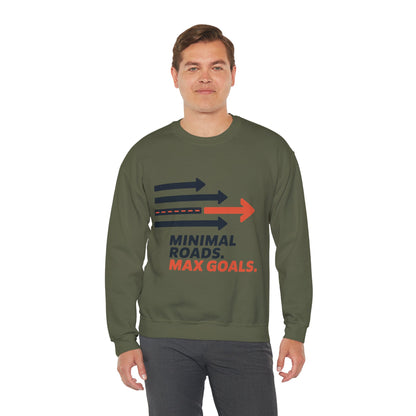 Mens Heavy Blend™ Crewneck Sweatshirt, Minimal Roads Max Goals Motivational Mens Sweatshirt