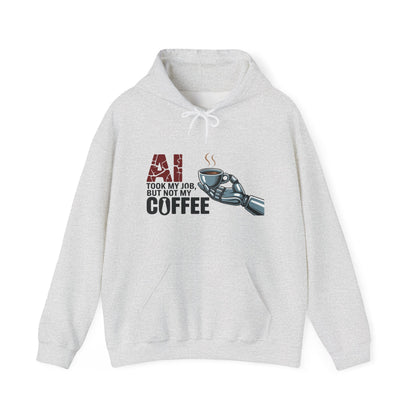 AI Coffee Hoodie, Funny Robot Humor Pullover, Geek Job Joke Sweatshirt Gift, Men's Heavy Blend™ Hooded Sweatshirt, Sarcastic Work Shirt