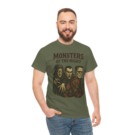 Monsters of the Night Men's T-Shirt, Classic Horror Movie Monsters Graphic Tee, Halloween Shirt