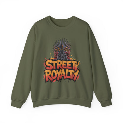 Street Royalty Men's Crewneck Sweatshirt, Graffiti Crown Graphic Pullover, Urban Streetwear Top for Men