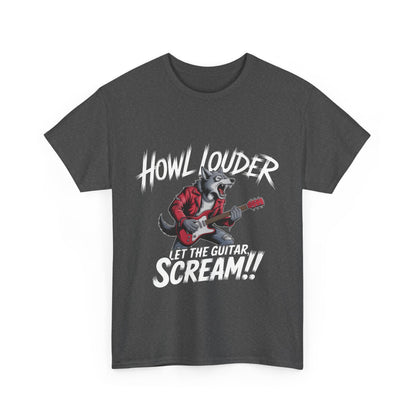 Rockin' Wolf Unisex Tee, Perfect for Music Lovers, Music Lover Graphic T-Shirt, Cool Guitarist Wolf Design, Rock Wolf Electric Guitar Tee