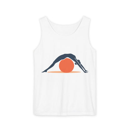 Womens Garment-Dyed Tank Top, Womens Pilates Tank Top, Yoga Fitness Graphic Top, Cute Workout Activewear Shirt