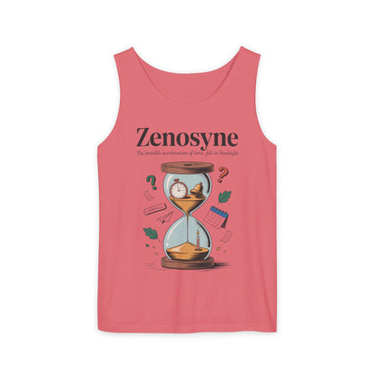 Zenosyne Tank Top, Unisex Garment-Dyed Tee, Time Awareness Gift, Casual Summer Wear, Philosophy Shirt, Unique Everyday Apparel