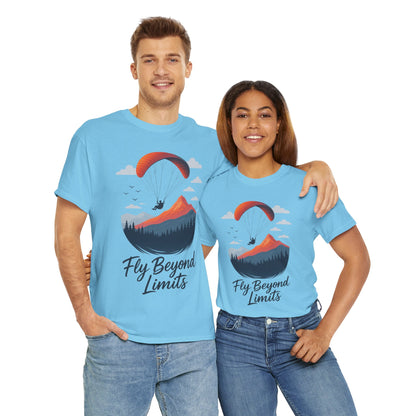 Paragliding Adventure T-Shirt, Mountain Landscape Tee, Nature Travel Lover Shirt, Outdoor Hiking Gift, Unisex Heavy Cotton Tee