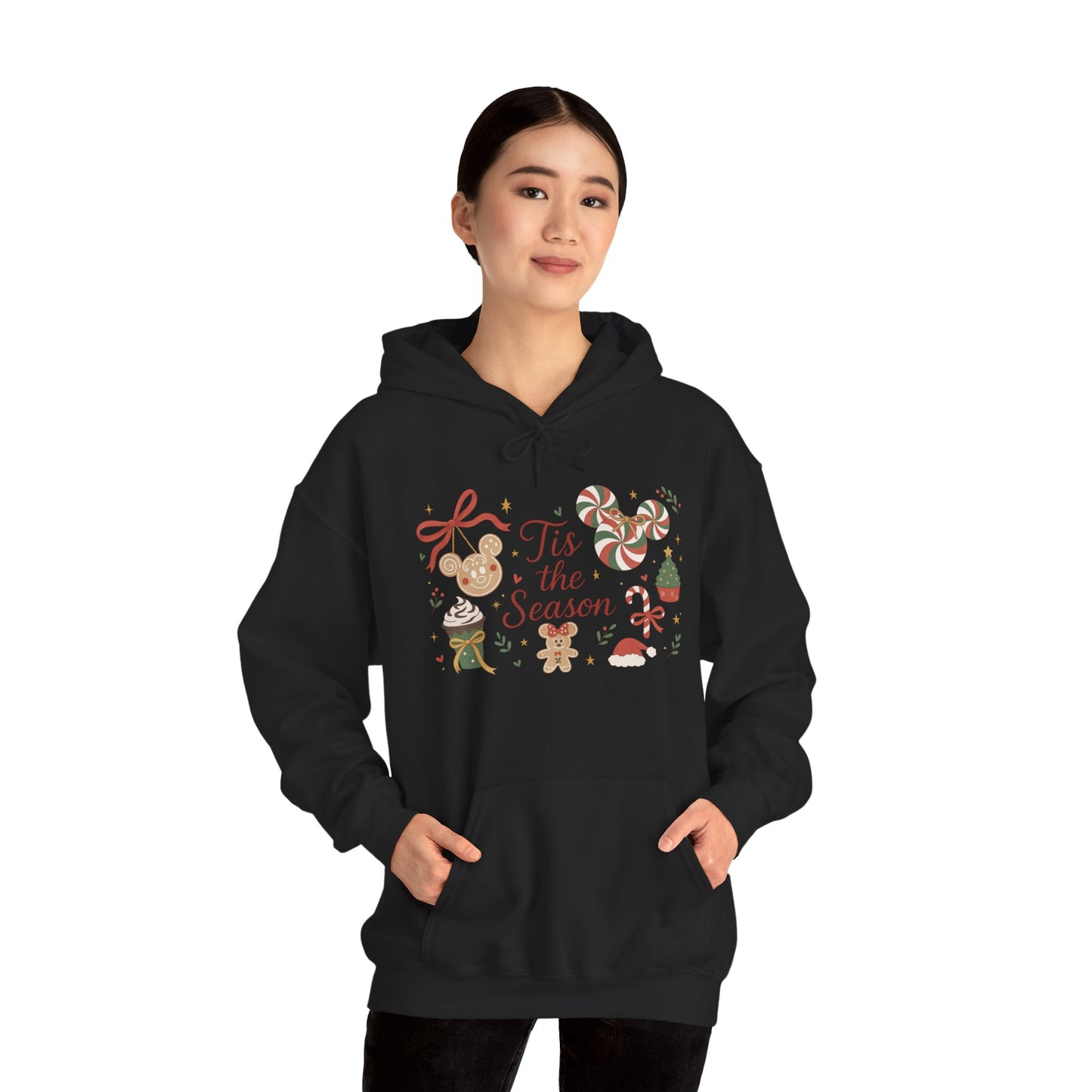 Tis the Season Christmas Women's Hooded Sweatshirt, Cozy Cookie - Cocoa Holiday Jumper, Unisex Heavy Blend™ Hooded Sweatshirt