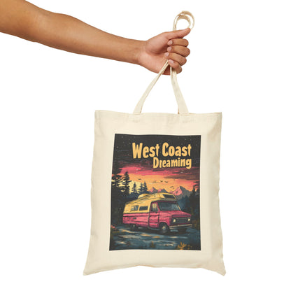 West Coast Dreaming Tote Bag, Eco-Friendly Cotton Bag, Beach Bag, Travel Tote, Gift for Adventure Lovers